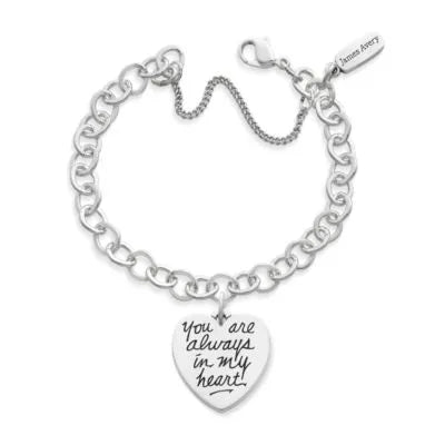 You Are Always in My Heart Charm on Forged Link Charm Bracelet