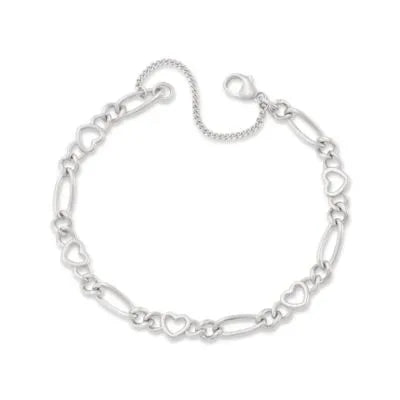 Heart Figaro Charm Bracelet