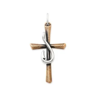 Fishers of Men Sculpted Cross Pendant