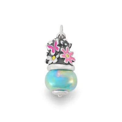 Enamel Mini Flowers Art Glass Charm