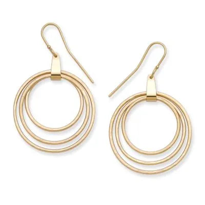 Three Hammered Circles Dangle Earrings