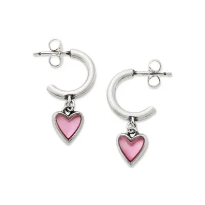 Sweetheart Gemstone Hoop Dangle Earrings