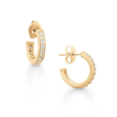Delicate Pave Diamond Hoop Earrings