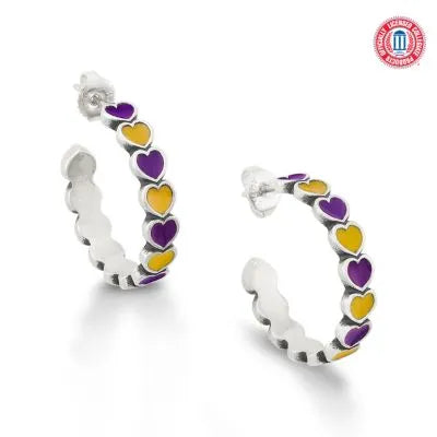 Enamel Louisiana State University Connected Hearts Hoop Earrings
