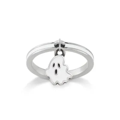 Enamel Mini Ghost Charm Enamel Dangle Ring