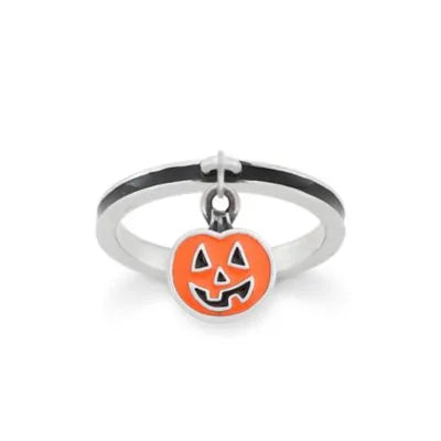 Enamel Mini Pumpkin Charm Enamel Dangle Ring
