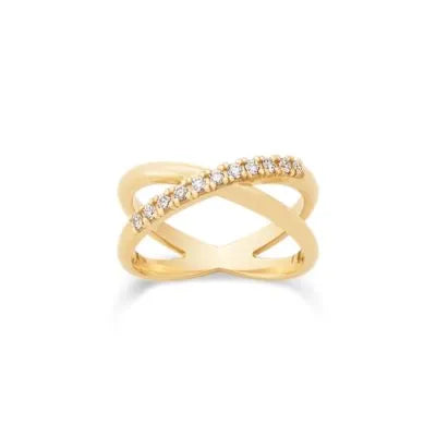 Pave Diamond Crossed Ring