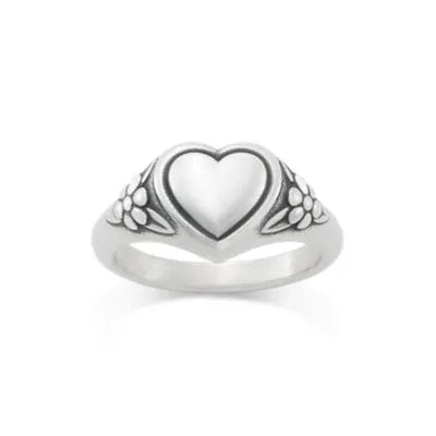 Floral Heart Signet Ring